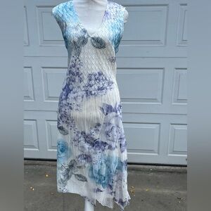 Women Komarov V-neck floral assymetrical  Dress Size M/P   ruffle